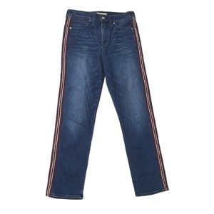 Madewell Stovepipe Jeans Womens 28 Blue Denim Ankle Stretch Red White Blue Trim